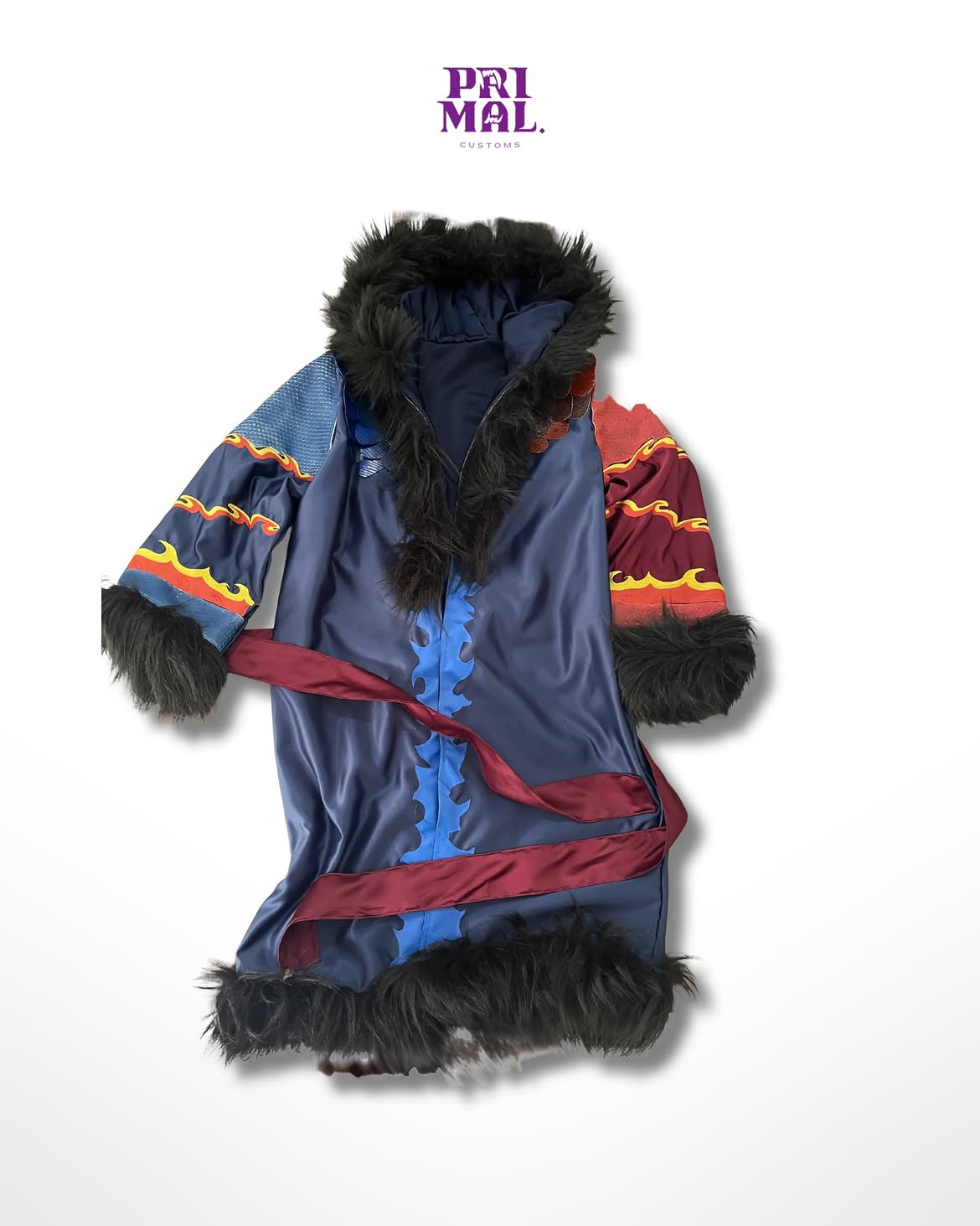 Blue and red Sam Yung Kaido walkout robe with black trim.