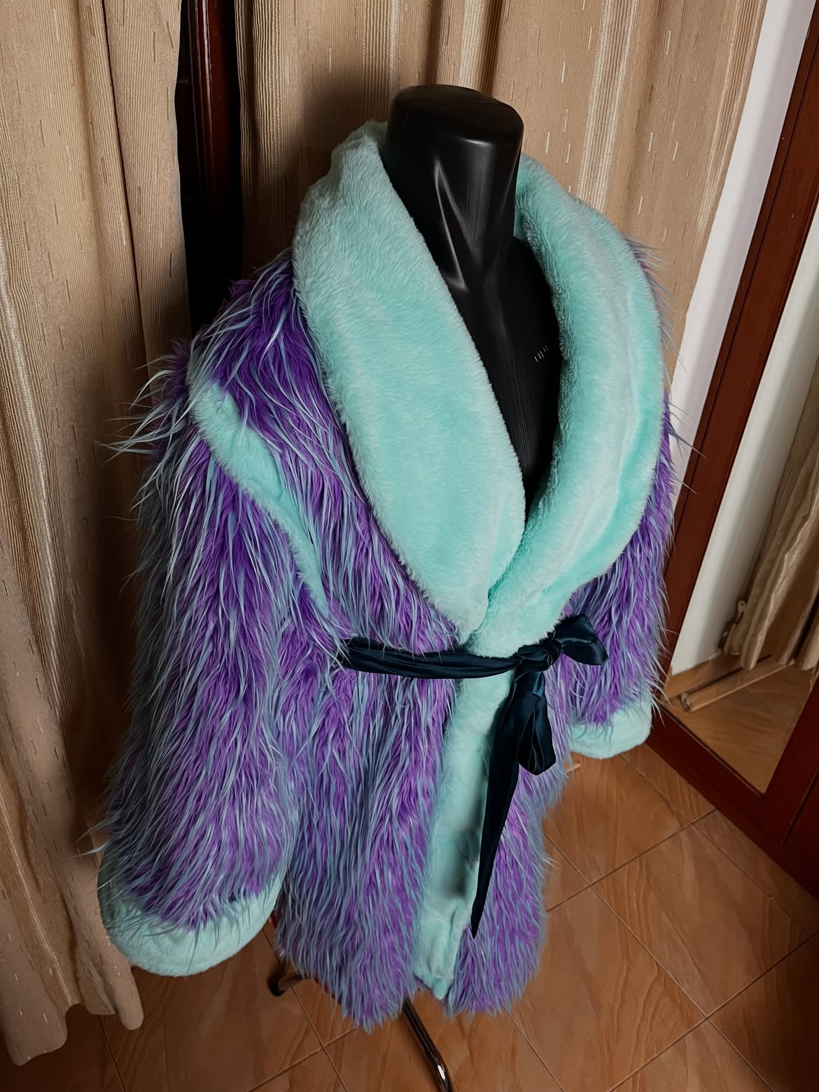 Blue and purple custom walkout robe for Aaron Clarke