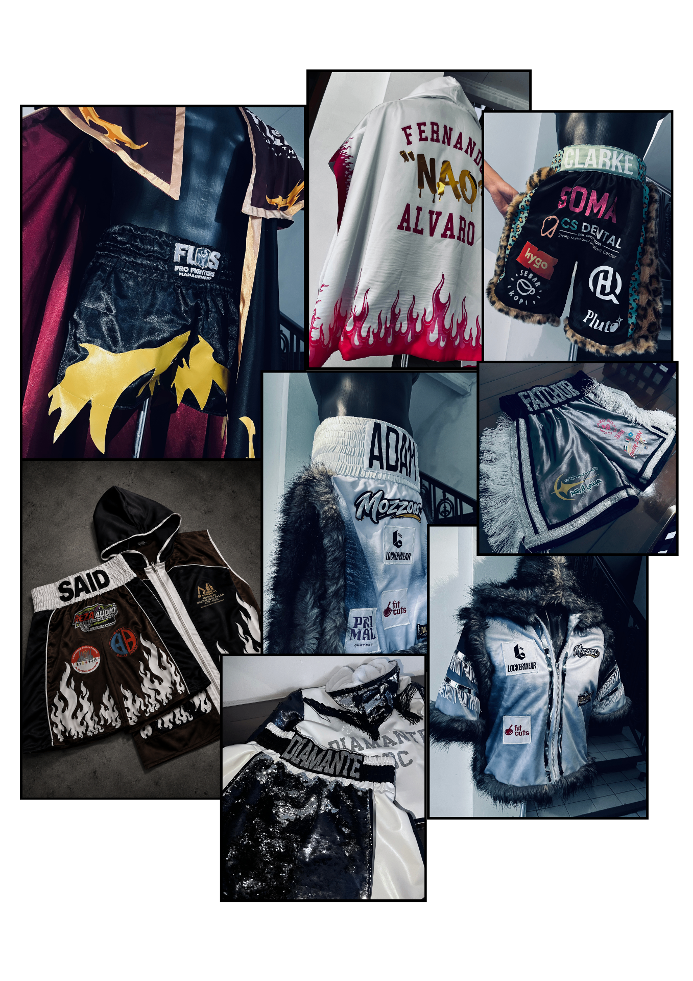 Fighter in custom Primal trunks and walkout robe.